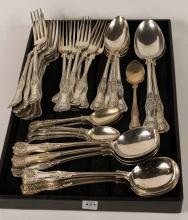 ANTIQUE "KINGS PATTERN" STERLING FLATWARE