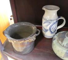 FOUR PIECES OF STONEWARE ART POTTERY