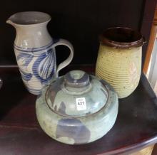 FOUR PIECES OF STONEWARE ART POTTERY