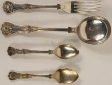 ANTIQUE "KINGS PATTERN" STERLING FLATWARE