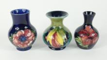 3 MOORCROFT CABINET VASES