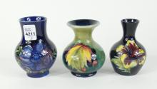 3 MOORCROFT CABINET VASES