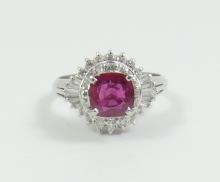 PLATINUM RUBY & DIAMOND RING