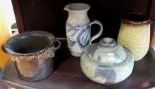 FOUR PIECES OF STONEWARE ART POTTERY