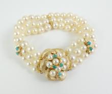 VINTAGE PEARL & TURQUISE BRACELET