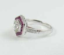 RUBY & DIAMOND ART DECO STYLE RING