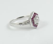 RUBY & DIAMOND ART DECO STYLE RING