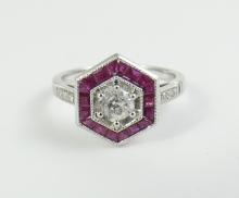 RUBY & DIAMOND ART DECO STYLE RING