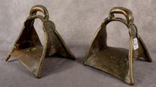 PAIR OF ANTIQUE COPPER STIRRUPS