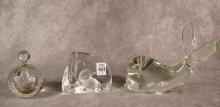 TWO PAPERWEIGHTS AND SCENT BOTTLE