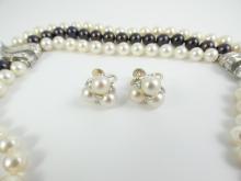 PEARL & DIAMOND NECKLACE & EARRINGS