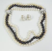 PEARL & DIAMOND NECKLACE & EARRINGS