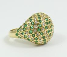 EMERALD & DIAMOND "DOME" RING