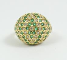 EMERALD & DIAMOND "DOME" RING