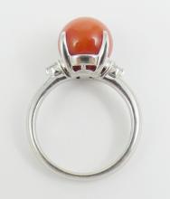 PLATINUM, CORAL & DIAMOND RING