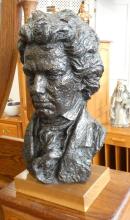 "BEETHOVEN" BUST AND ONYX ELEPHANT