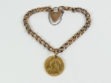 ANTIQUE BRACELET & GOLD COIN