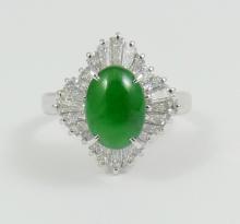 JADE & DIAMOND PLATINUM RING