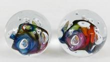 TWO ART GLASS PAPERWEIGHTS