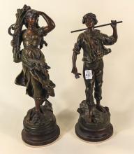 PAIR OF SPELTER SCULPTURES