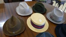 EIGHT VINTAGE MEN'S HATS