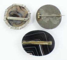 3 AGATE BROOCHES