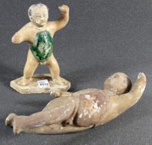 TWO EARLY CHINESE CERAMIC FIGURINES