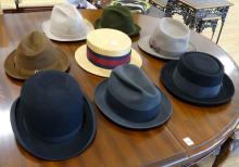 EIGHT VINTAGE MEN'S HATS