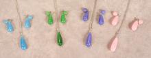 FOUR JADE NECKLACE AND EARRING SETS