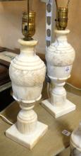 THREE ALABASTER TABLE LAMPS