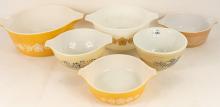 SIX PYREX MIXING BOWLS