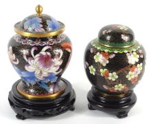 TWO CLOISONNE JARS