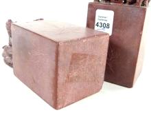 PAIR STONE BOOKENDS