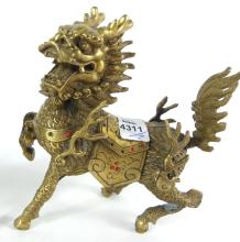 PAIR BRASS FOO LIONS