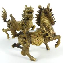 PAIR BRASS FOO LIONS