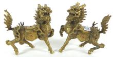 PAIR BRASS FOO LIONS