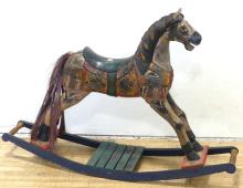 VINTAGE WOODEN ROCKING HORSE