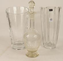 TWO VASES AND DECANTER