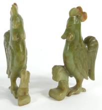 TWO CHINESE JADE ROOSTERS