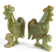 TWO CHINESE JADE ROOSTERS