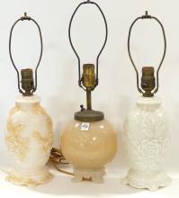 THREE ALADDIN ALACITE TABLE LAMPS