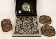 FIVE PIECES OF HAIDA ART