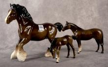 THREE BESWICK HORSE FIGURINES