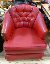 MCM RED VINYL TUB CHAIR