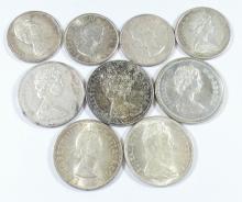 9 CANADIAN SILVER COINS