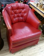 MCM RED VINYL TUB CHAIR