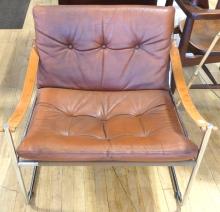 MCM CHROME AND LEATHER LOUNGE CHAIR