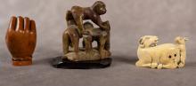 TWO IVORY NETSUKES AND CARVING
