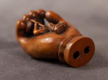 TWO IVORY NETSUKES AND CARVING