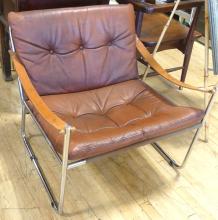 MCM CHROME AND LEATHER LOUNGE CHAIR